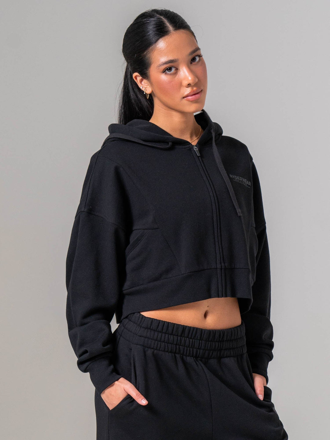 Womens Track Jacket - Black Clothing Ryderwear 