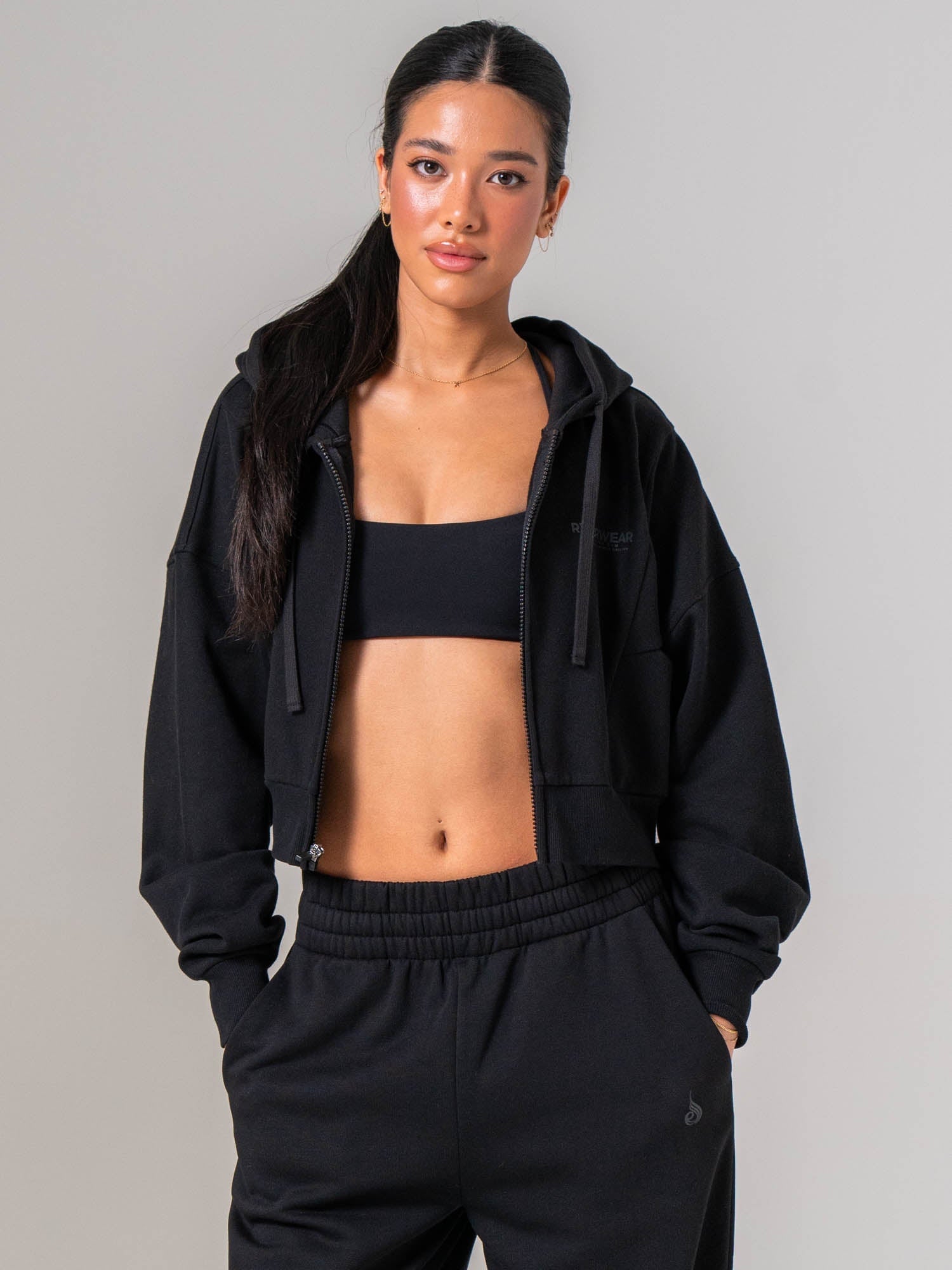 Womens Track Jacket - Black - Ryderwear