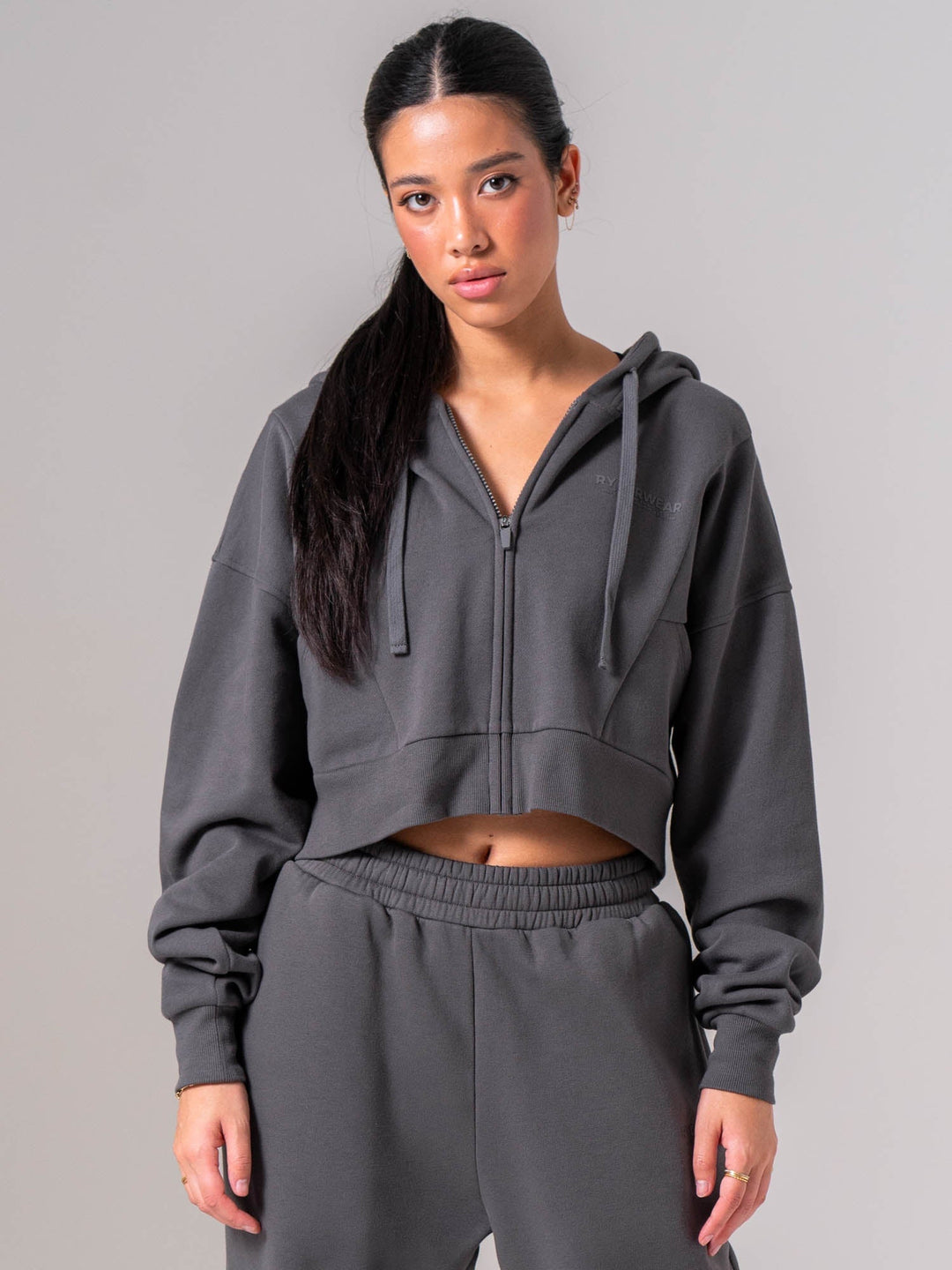 Womens Track Jacket - Charcoal Clothing Ryderwear 
