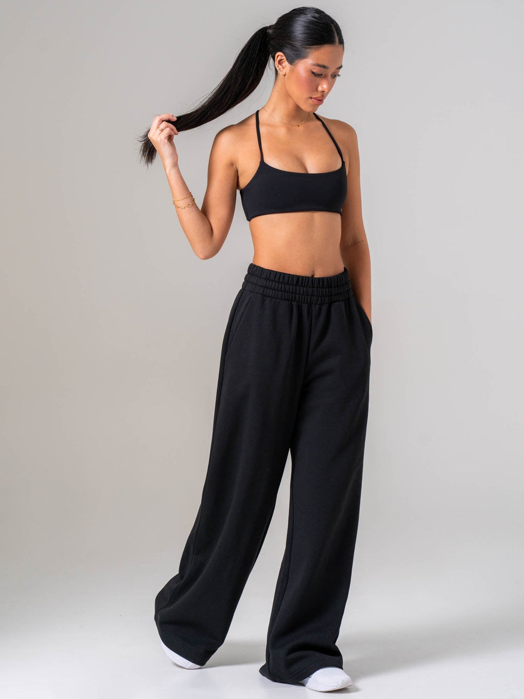 Womens Wide Leg Trackpant - Black Clothing Ryderwear 