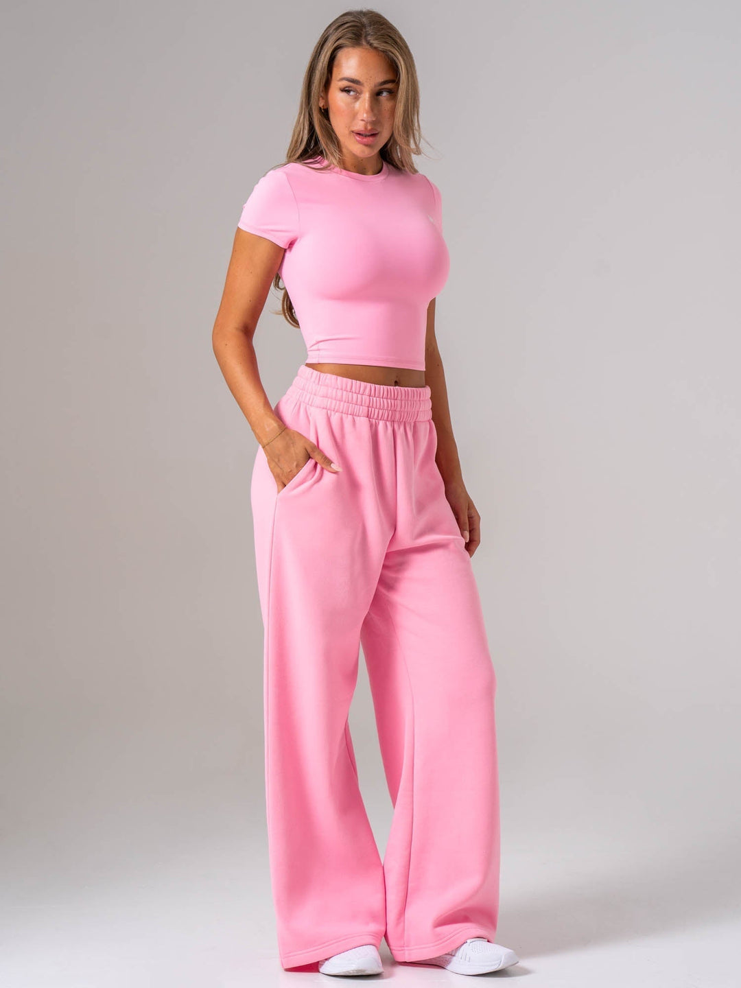 Womens Wide Leg Trackpant - Bubblegum Clothing Ryderwear 