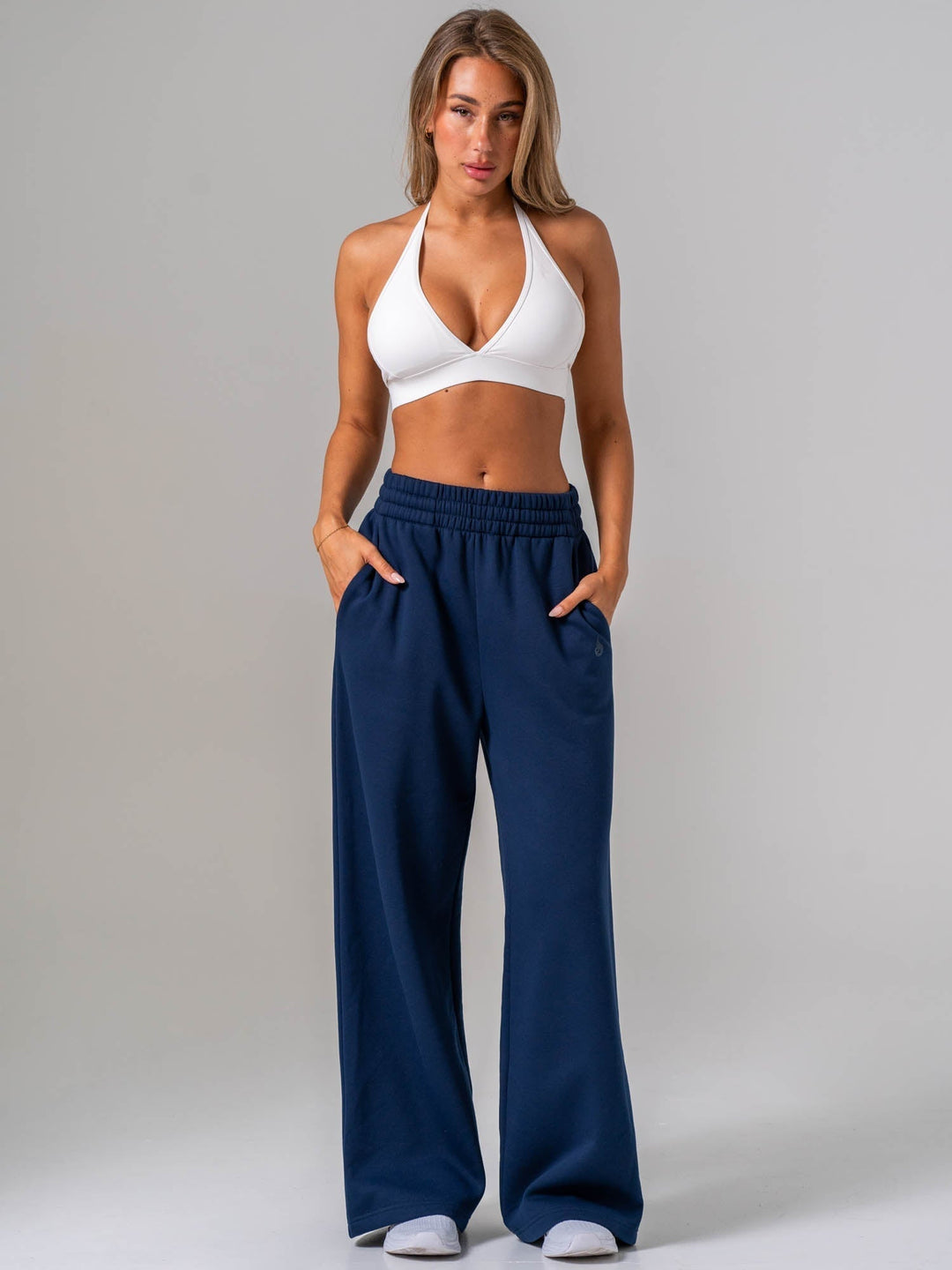 Womens Wide Leg Trackpant - Navy Clothing Ryderwear 
