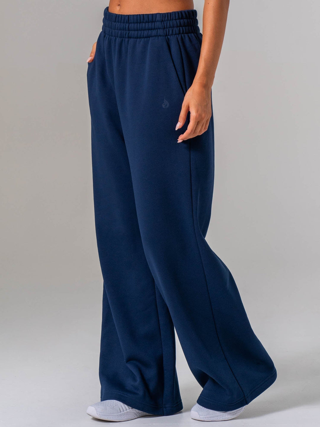 Womens Wide Leg Trackpant - Navy Clothing Ryderwear 