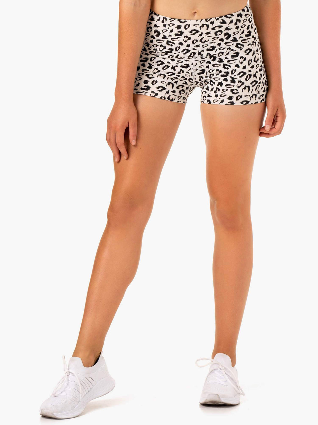 Adapt High Waisted Scrunch Shorts - Ivory Leopard Clothing Ryderwear 