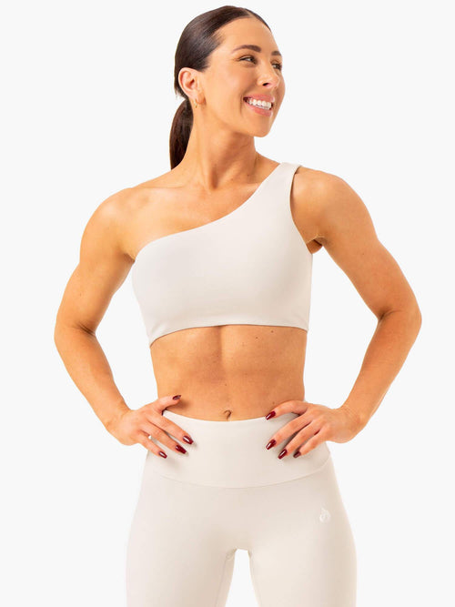 Adapt One Shoulder Sports Bra Snow Grey