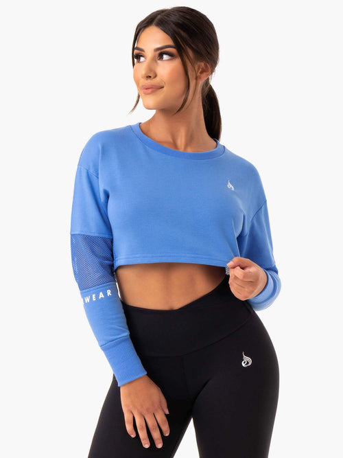 Amazon Mesh Cropped Sweater Blue
