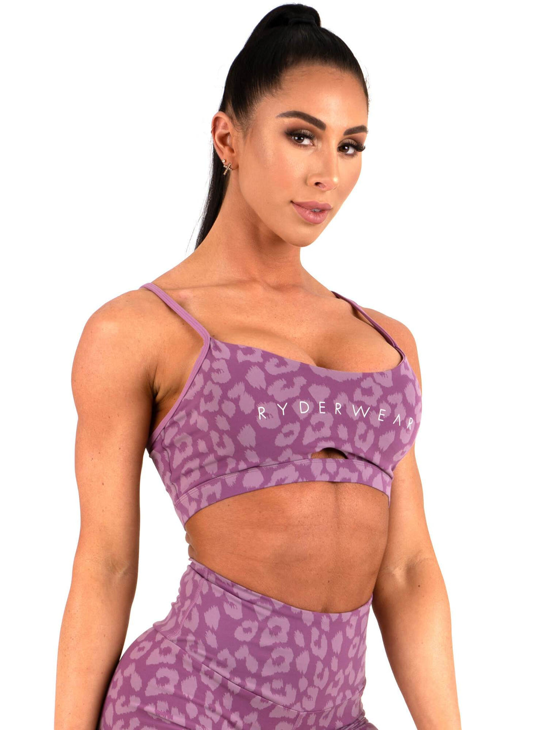 Animal Sports Bra - Leopard Purple Clothing Ryderwear 