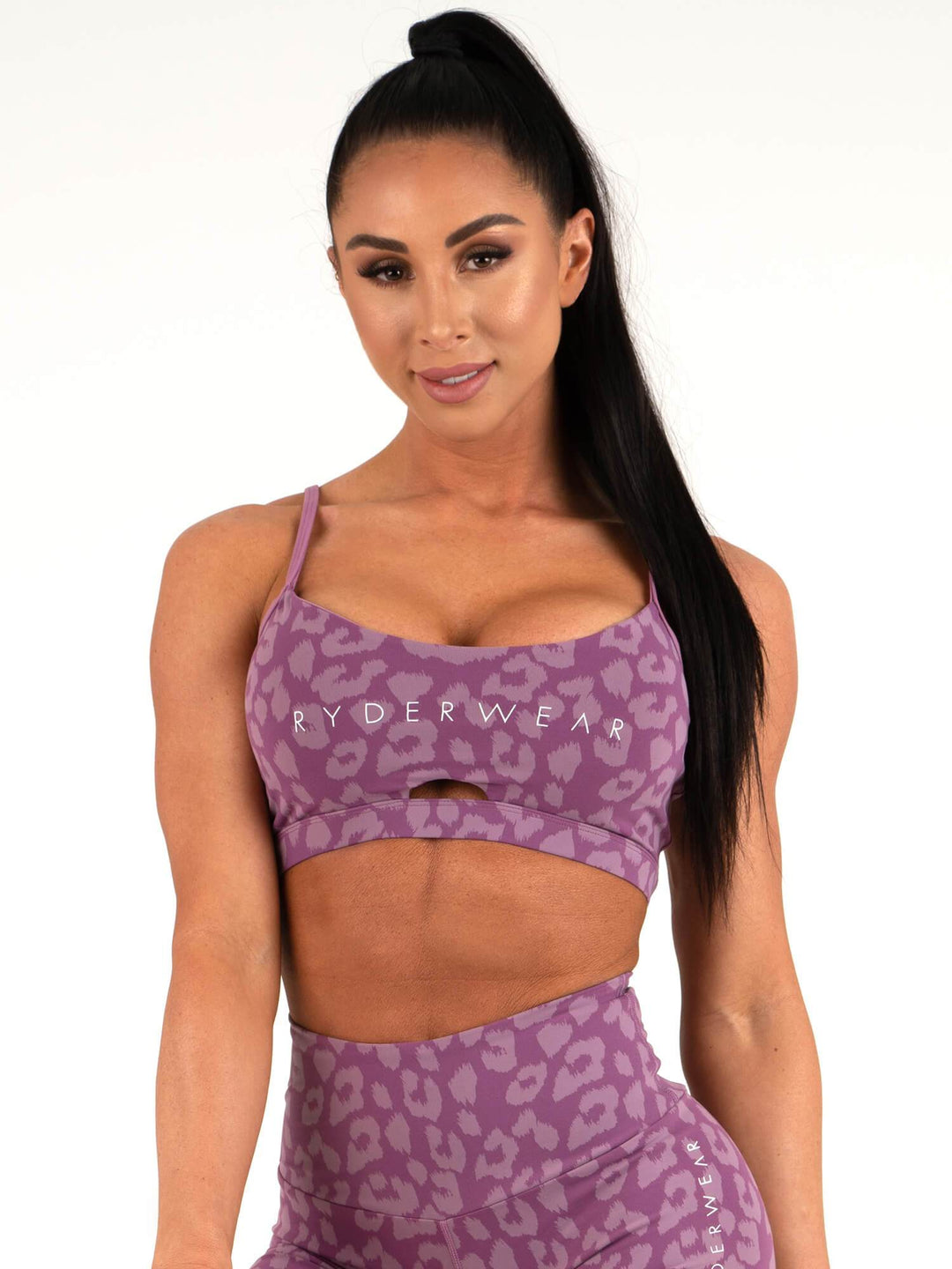 Animal Sports Bra - Leopard Purple Clothing Ryderwear 