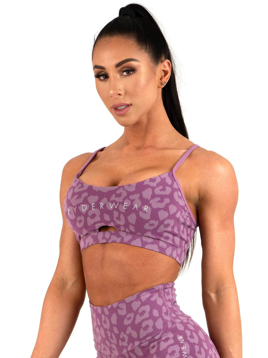 Animal Sports Bra - Leopard Purple Clothing Ryderwear 
