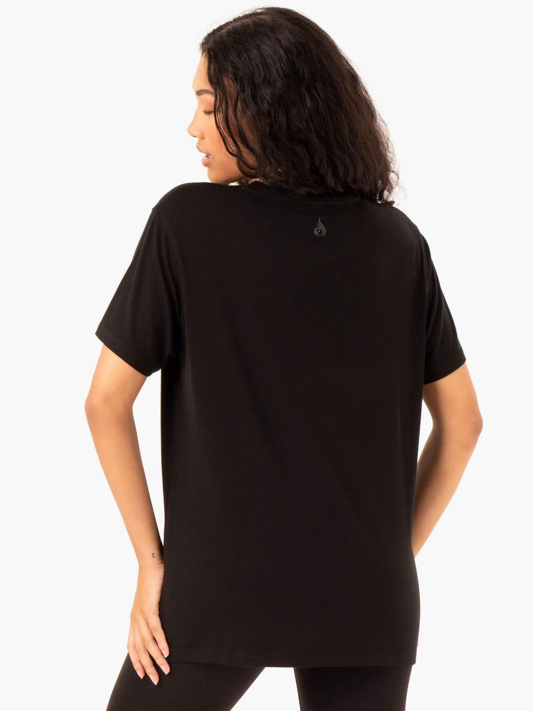 Boyfriend Longline T-Shirt - Black Clothing Ryderwear 