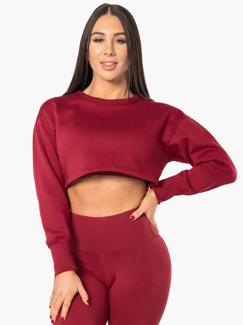 Elevate Cropped Sweater Berry Red