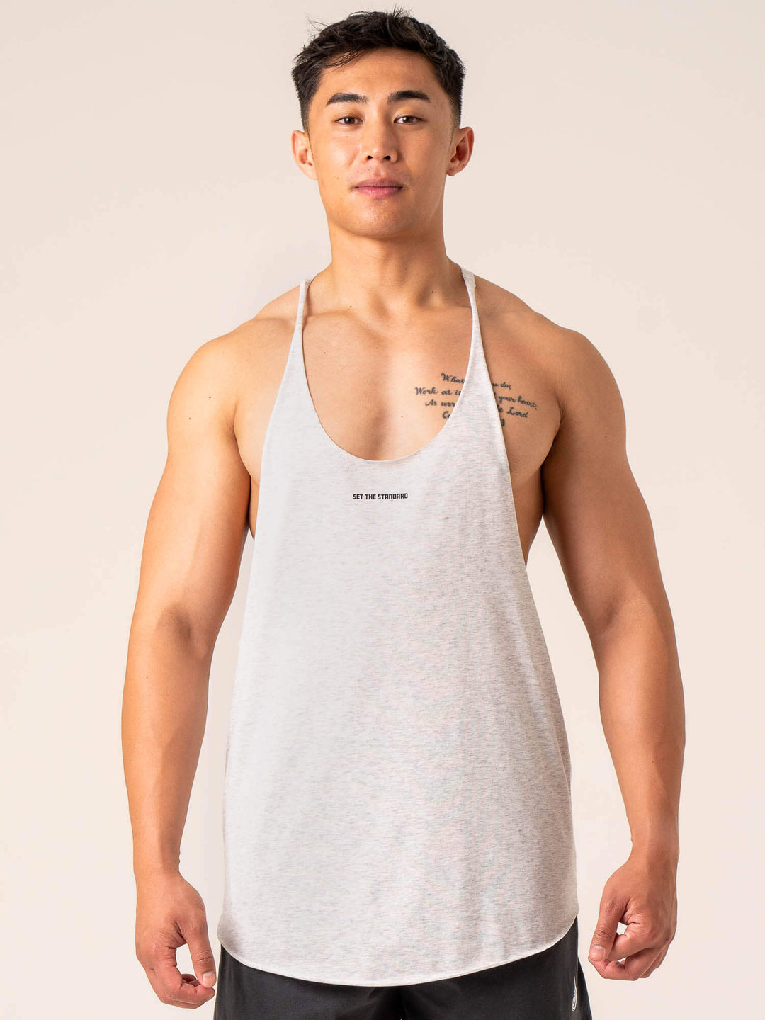 Emerge Arnie T-Back - Snow Grey Marl Clothing Ryderwear 