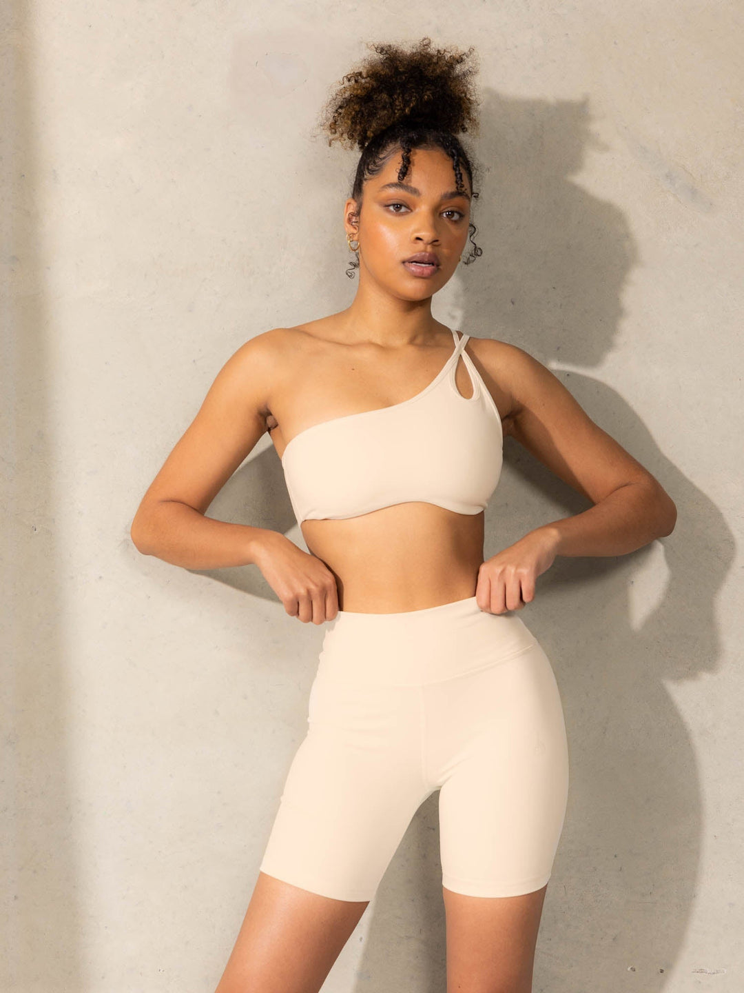 Empower One Shoulder Sports Bra - Vanilla Clothing Ryderwear 
