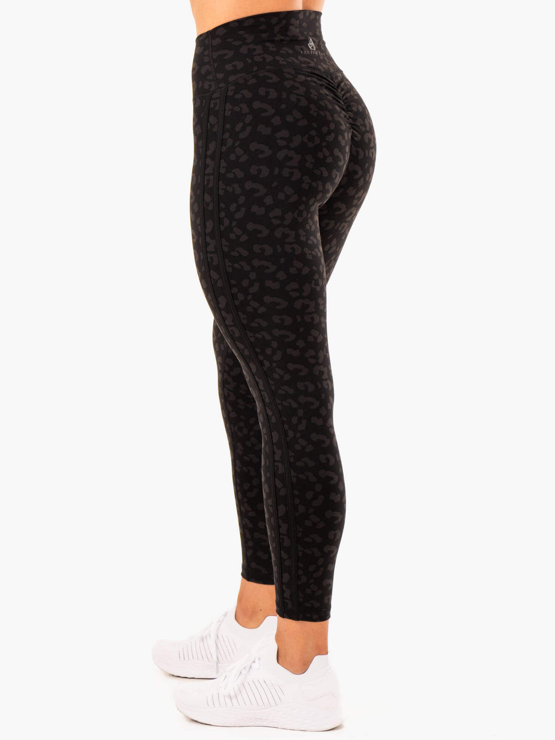 Evolution High Waisted Scrunch Leggings - Black Leopard Clothing Ryderwear 