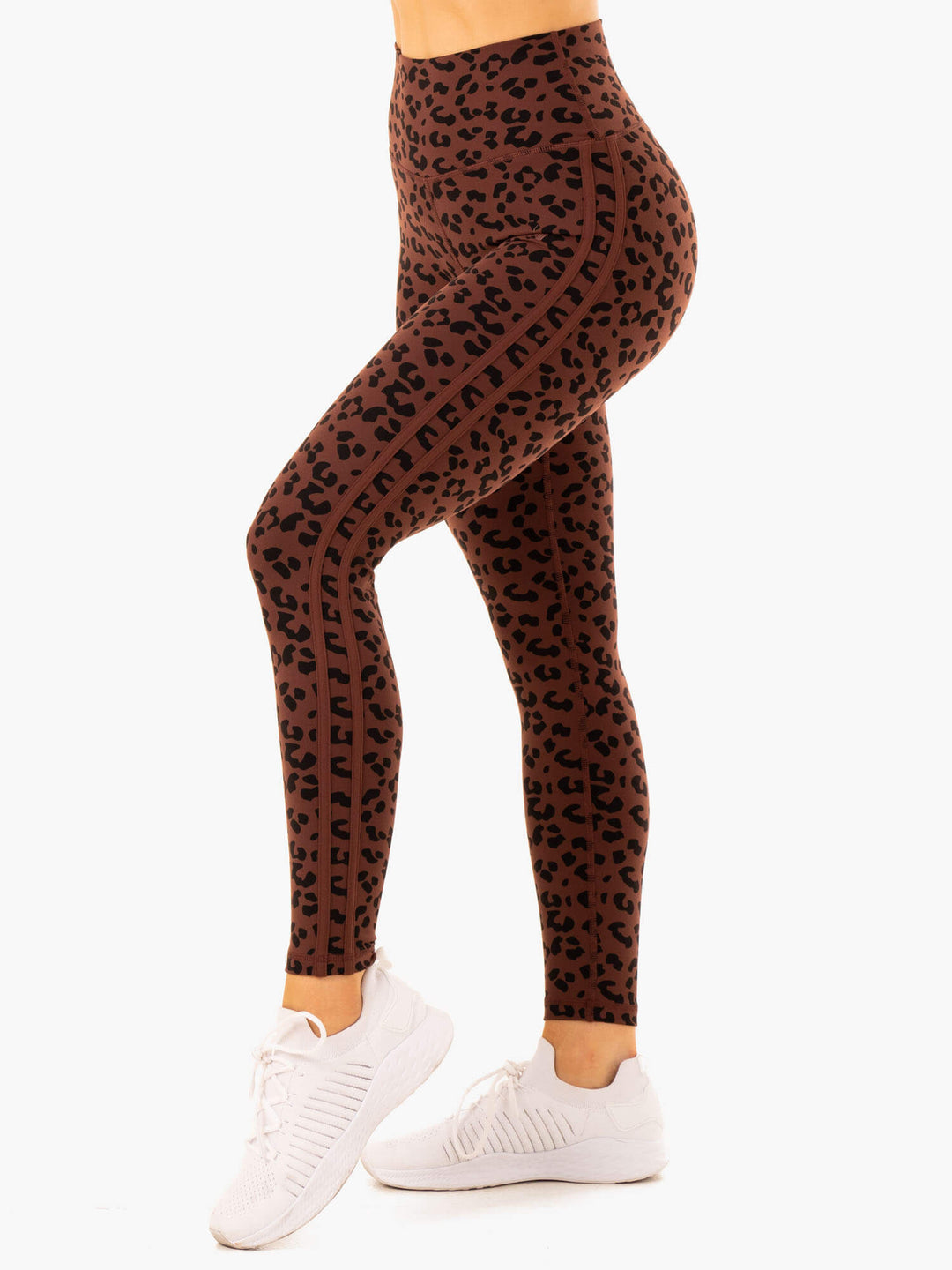 Evolution High Waisted Scrunch Leggings - Chocolate Leopard Clothing Ryderwear 