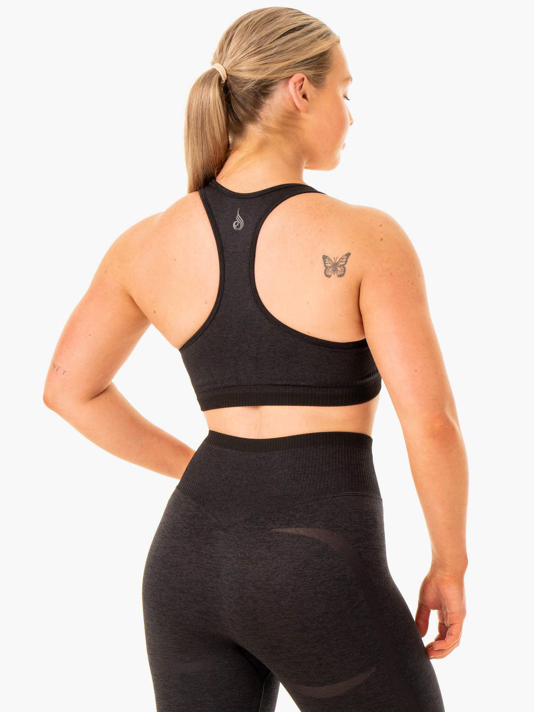 Excel Seamless Sports Bra - Black Marl Clothing Ryderwear 