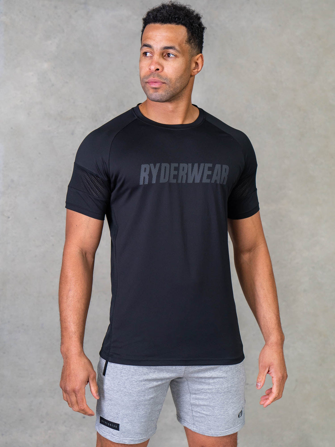 AE, Core AeroTech Muscle Tee - Black Marl, Gym T-Shirts Men