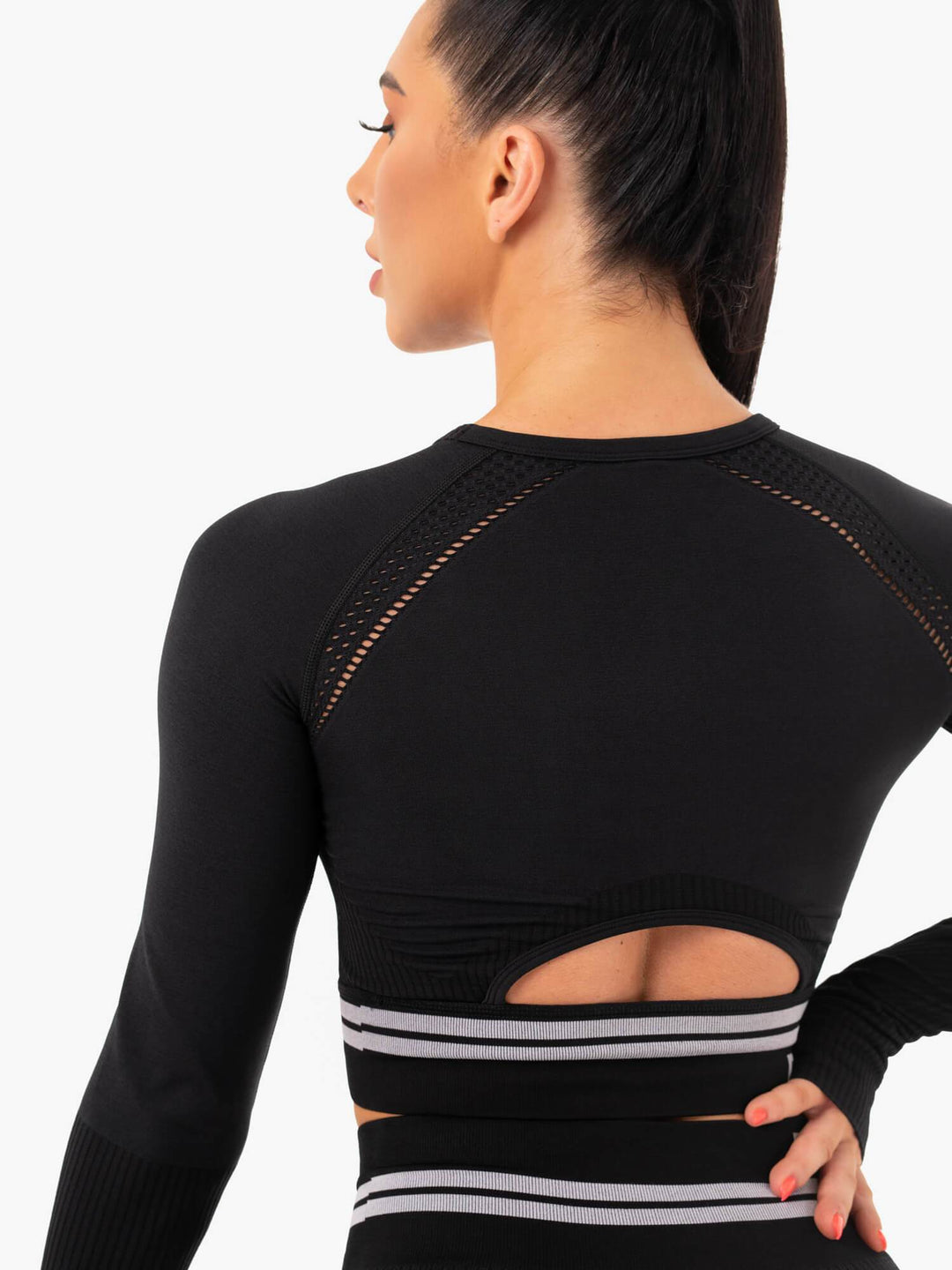 Freestyle Seamless Long Sleeve Crop Black Ryderwear