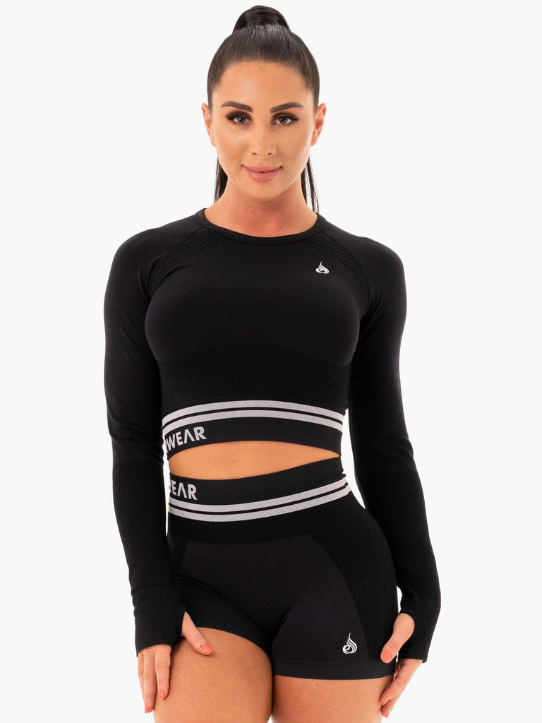 Freestyle Seamless Long Sleeve Crop Black Ryderwear