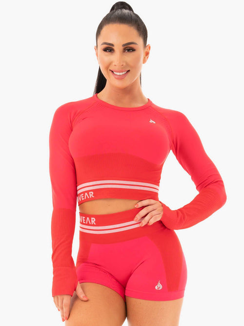 Freestyle Seamless Long Sleeve Crop Red