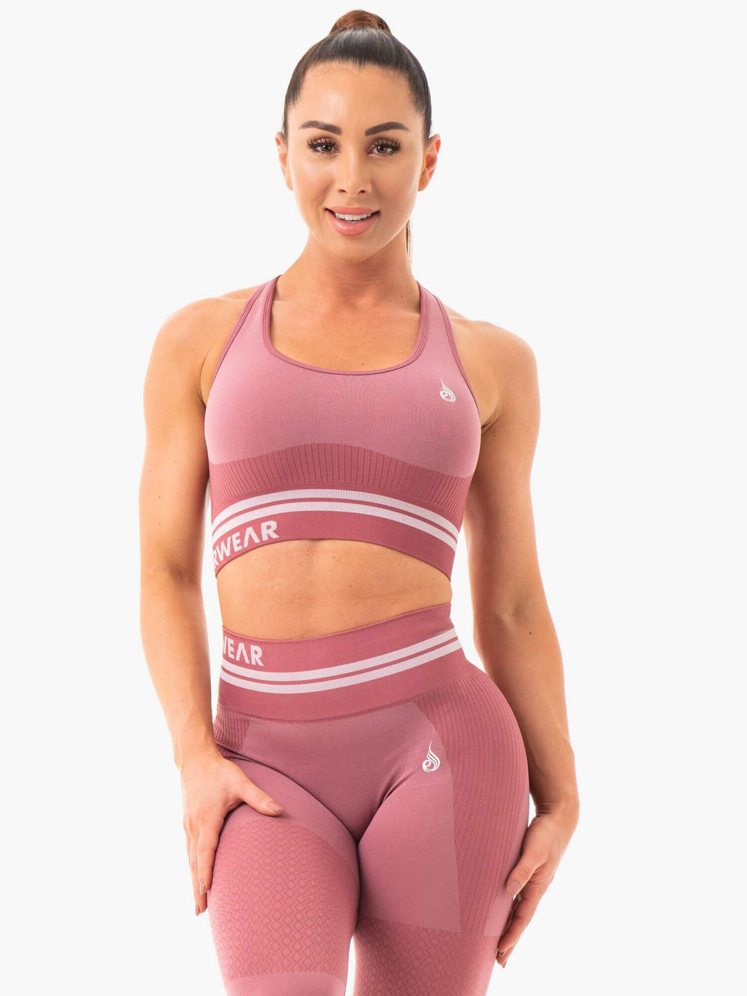 Freestyle Seamless Longline Sports Bra - Dusty Pink Clothing Ryderwear 