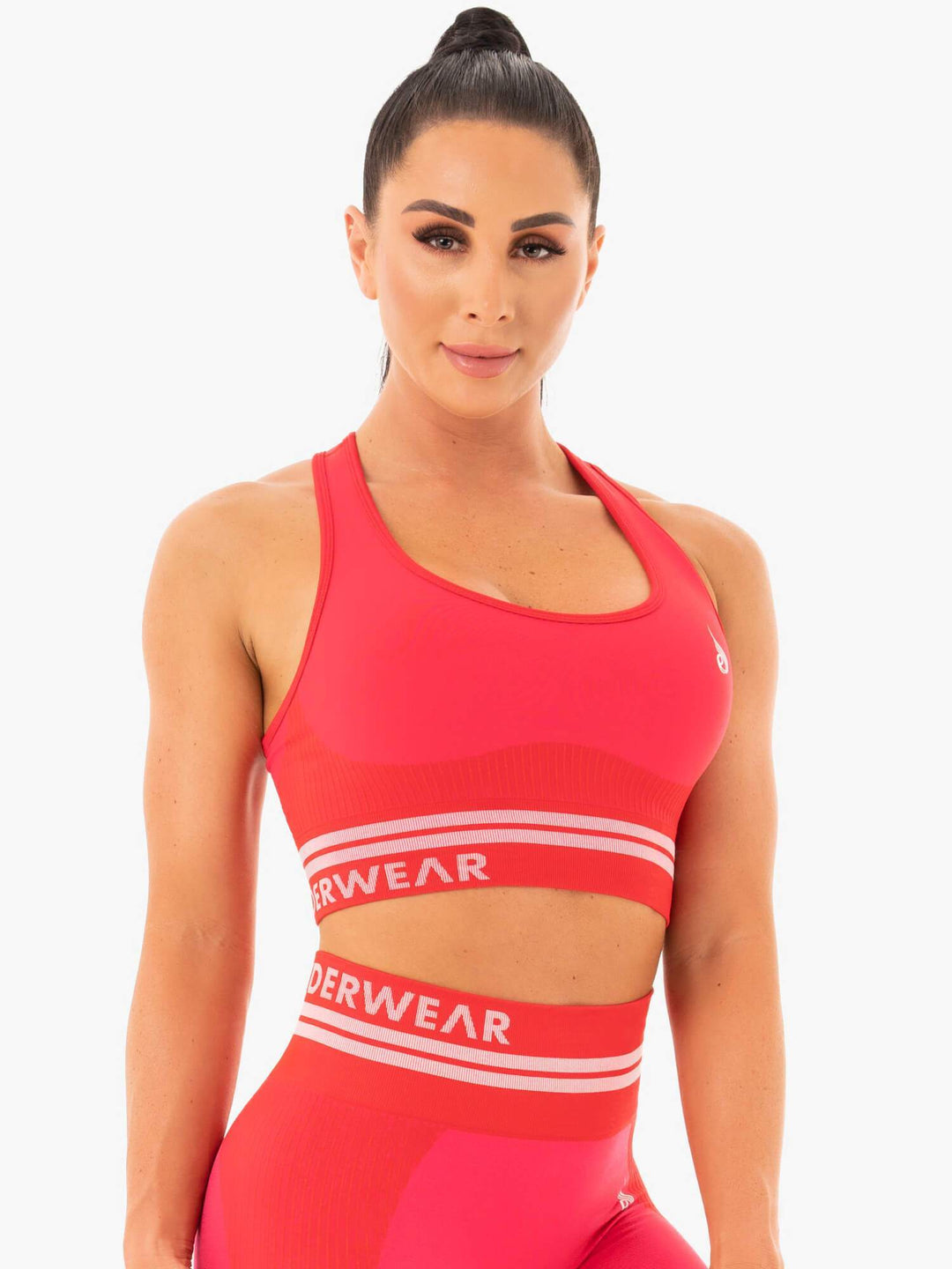 Red Color Bra Freestyle Seamless Longline Sports Bra - Red - Ryderwear