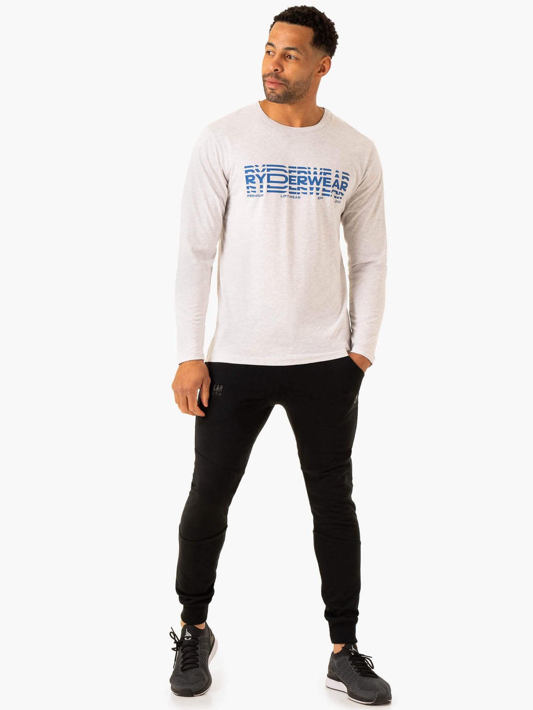 Graphic Long Sleeve T-Shirt - Grey Marl Clothing Ryderwear 