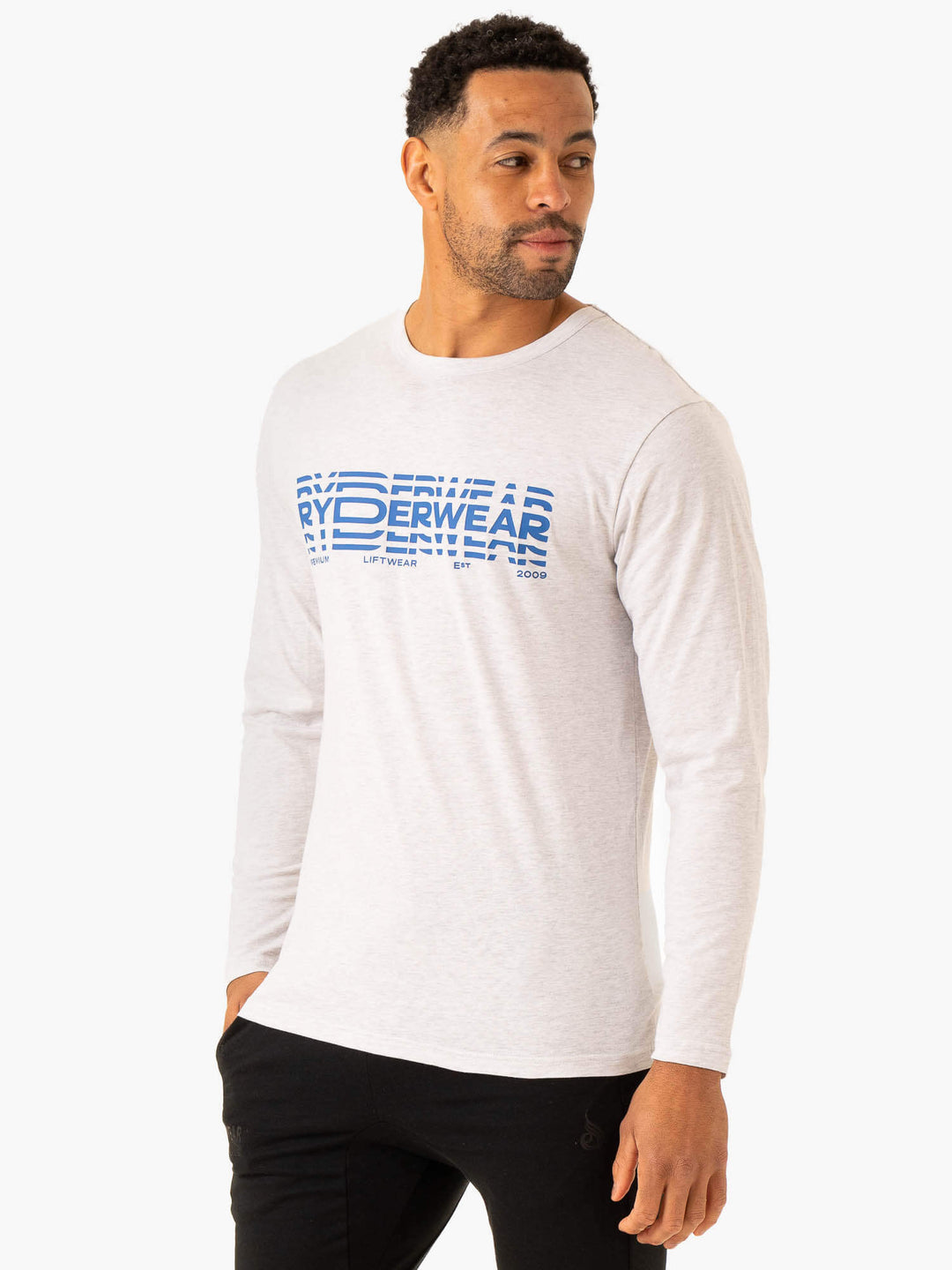 Graphic Long Sleeve T-Shirt - Grey Marl Clothing Ryderwear 
