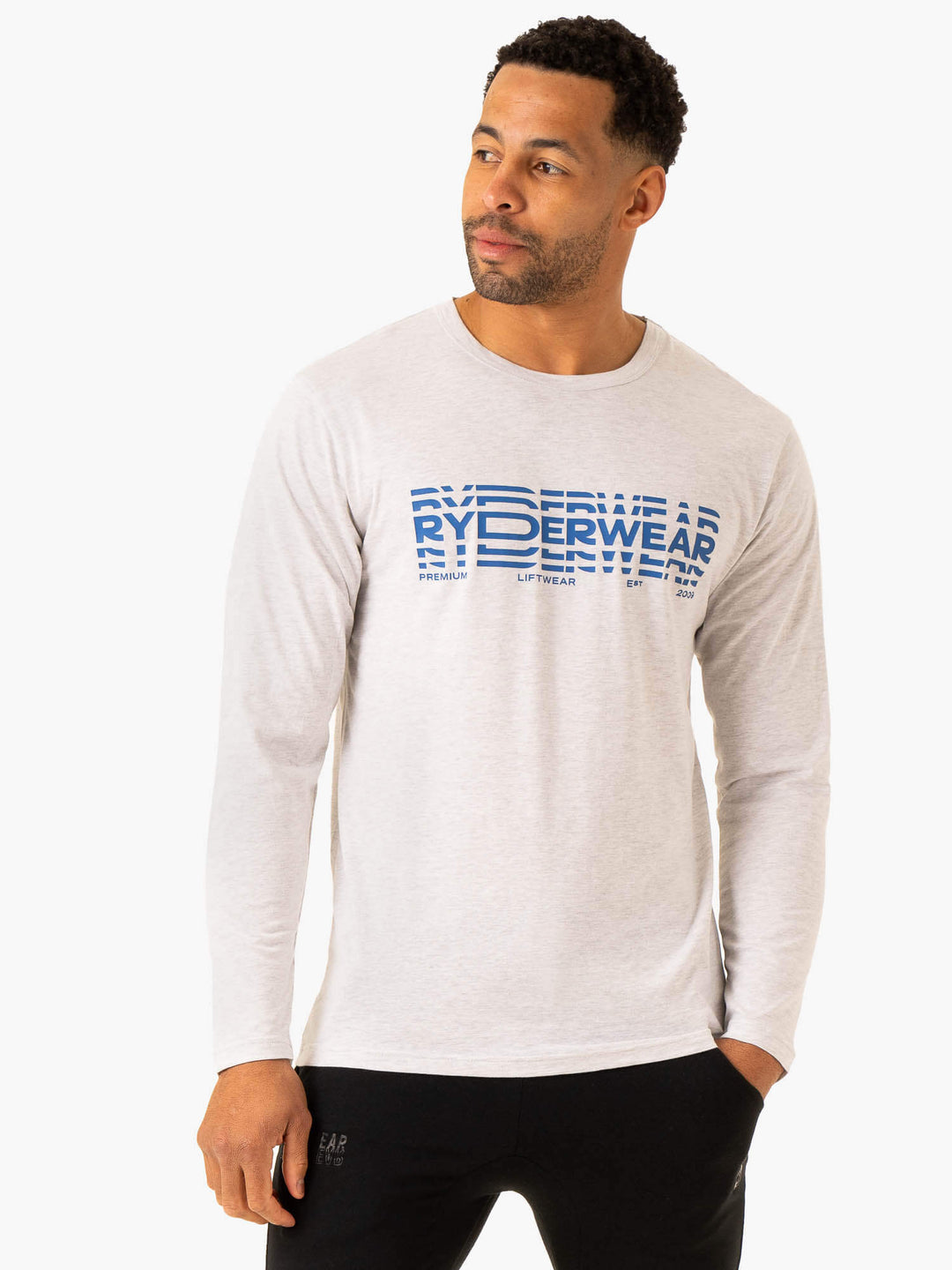 Graphic Long Sleeve T-Shirt - Grey Marl Clothing Ryderwear 