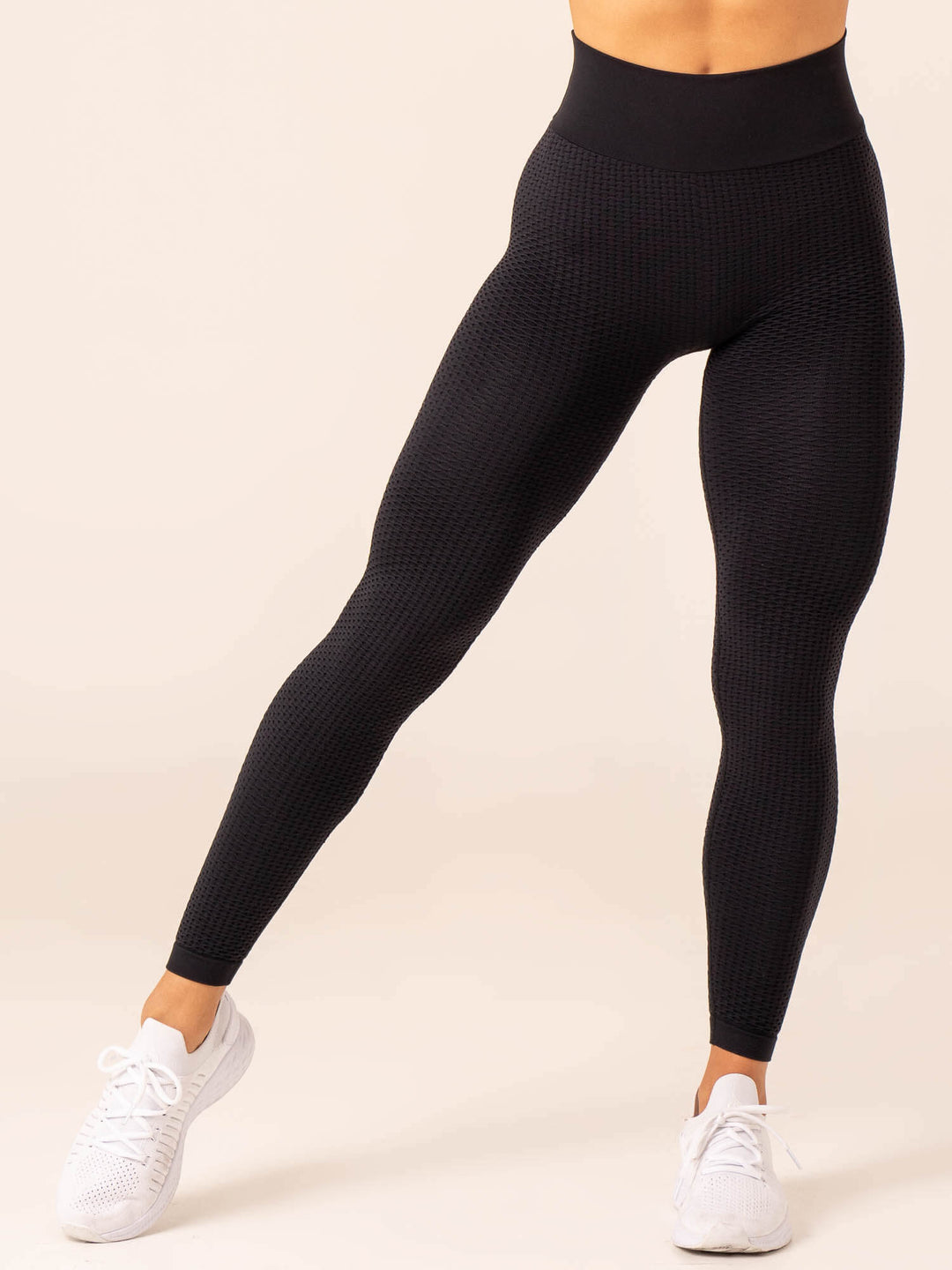Honeycomb Scrunch Seamless Leggings - Black Clothing Ryderwear 