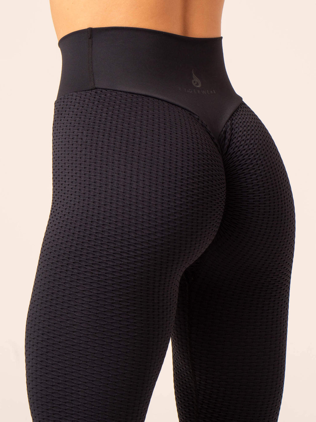 Honeycomb Scrunch Seamless Leggings - Black Clothing Ryderwear 
