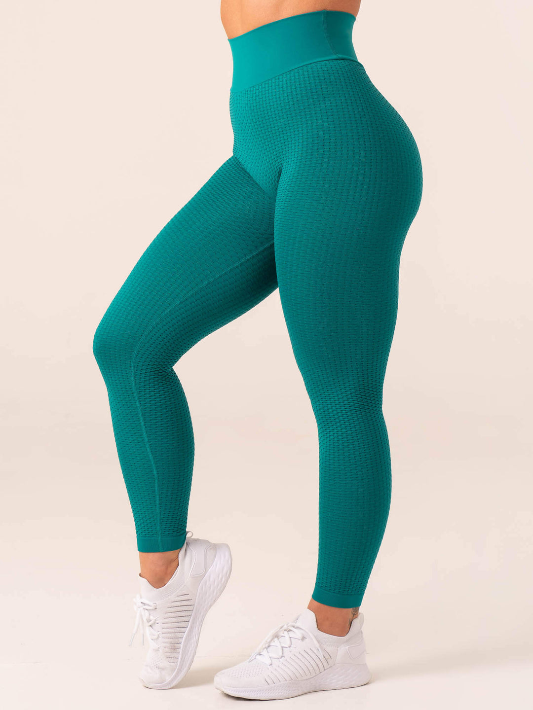 Honeycomb Scrunch Seamless Leggings - Emerald Clothing Ryderwear 