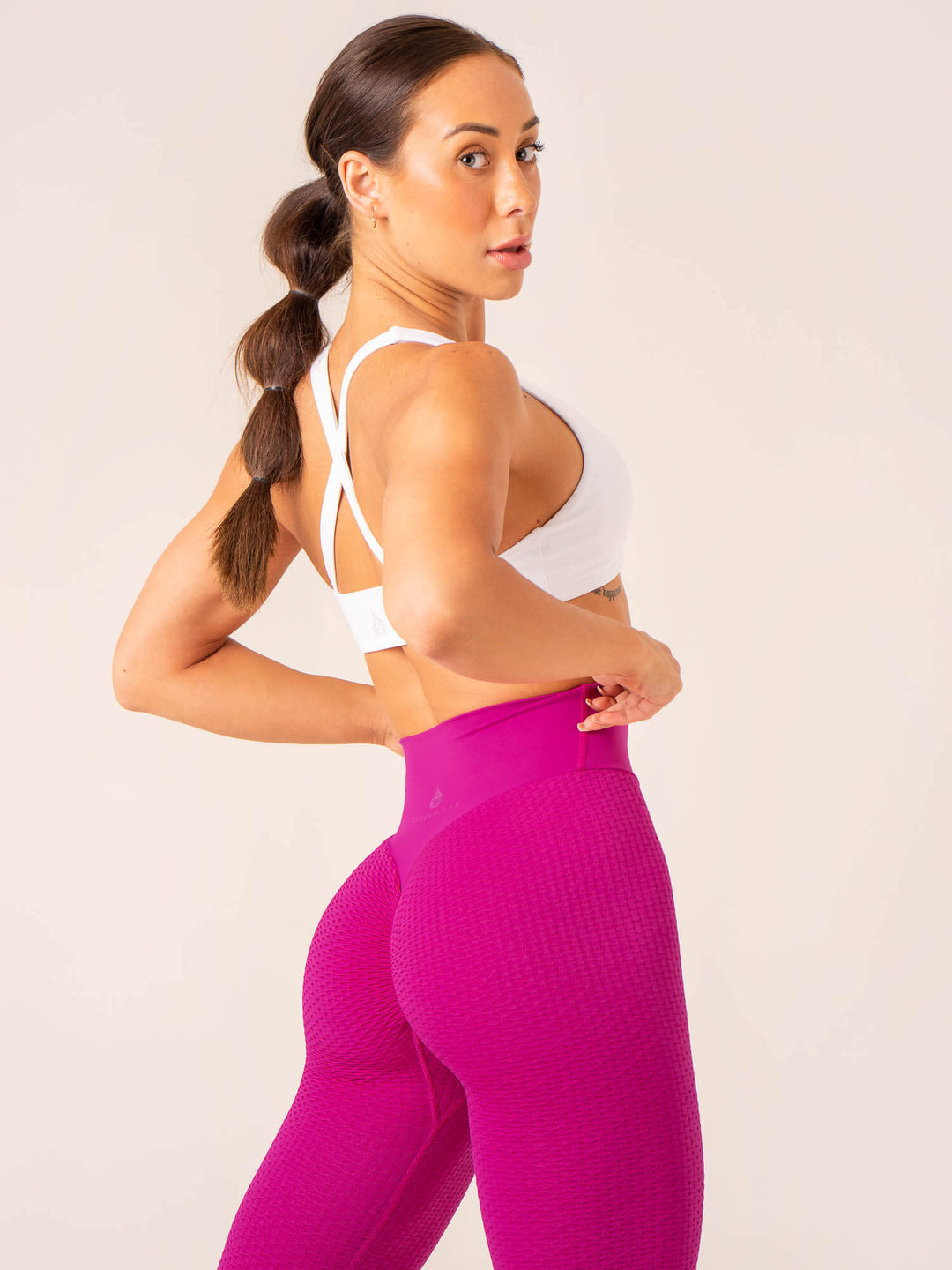 Honeycomb Scrunch Seamless Leggings - Fuchsia Clothing Ryderwear 