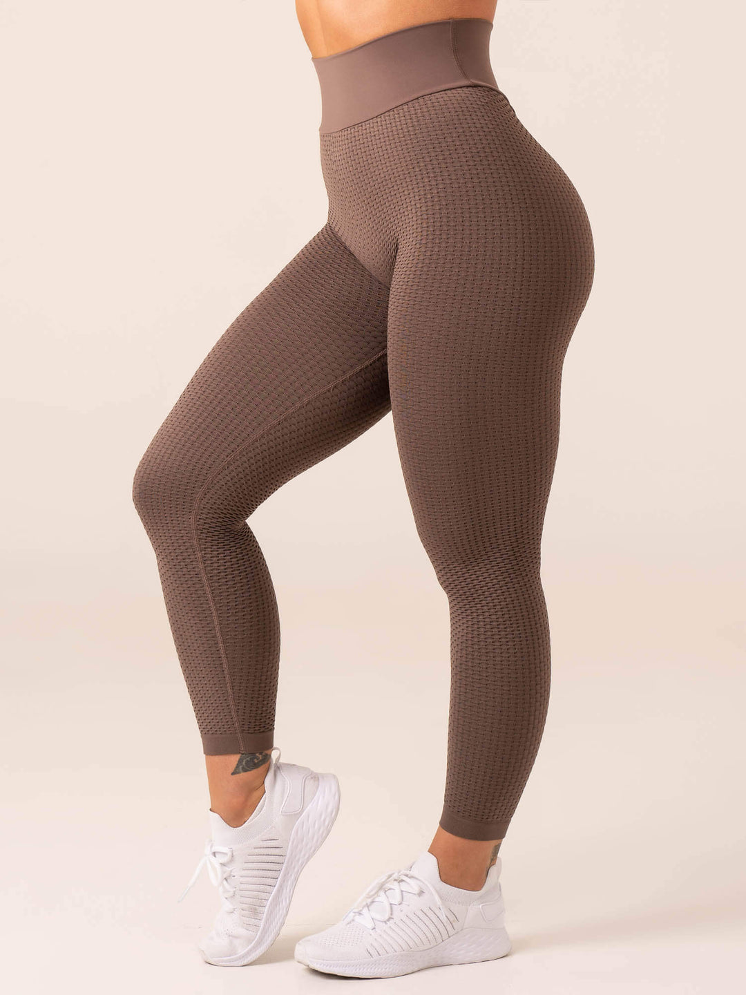 Honeycomb Scrunch Seamless Leggings - Taupe Clothing Ryderwear 