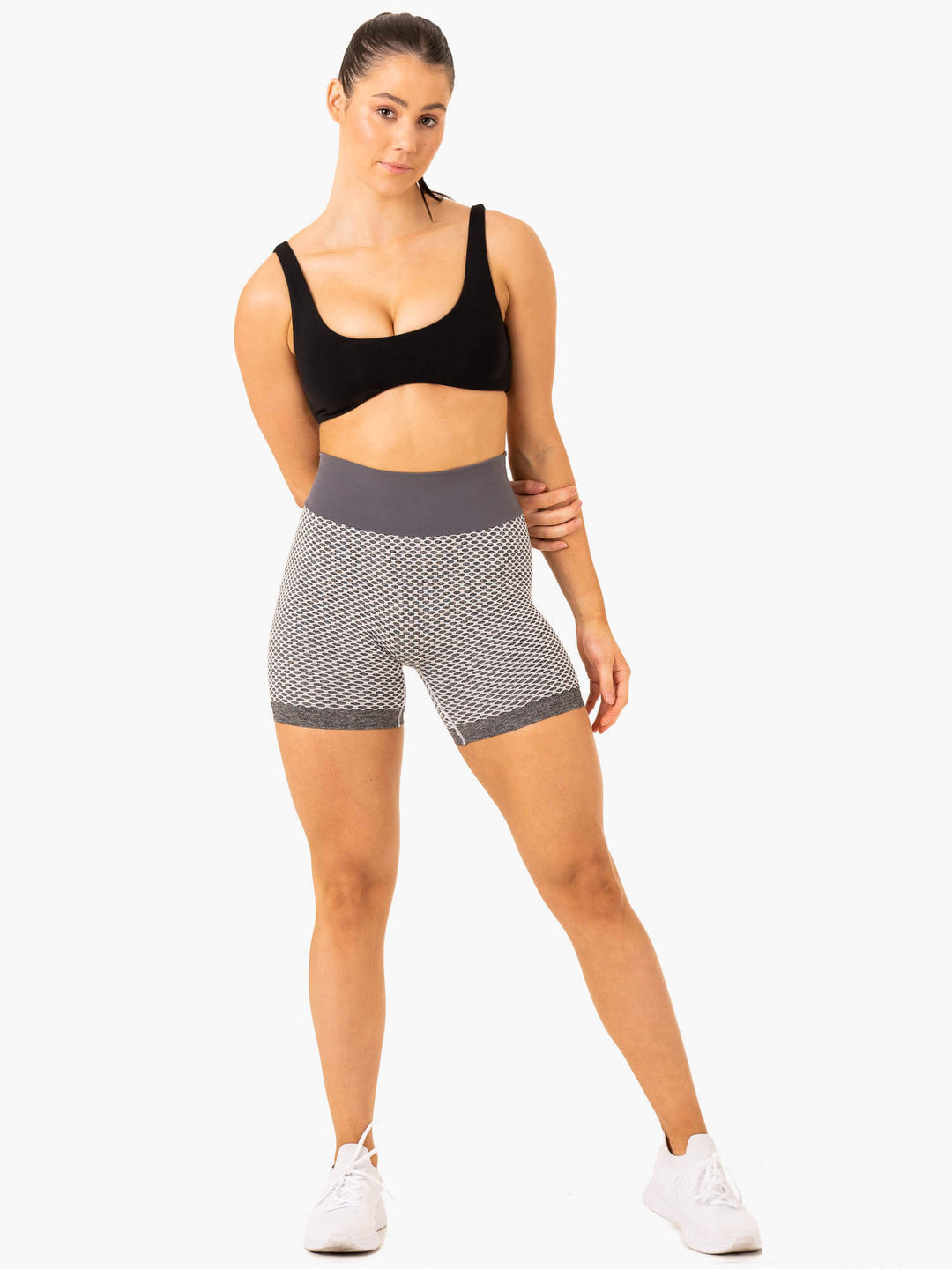 Honeycomb Scrunch Seamless Shorts - Grey Marl Clothing Ryderwear 