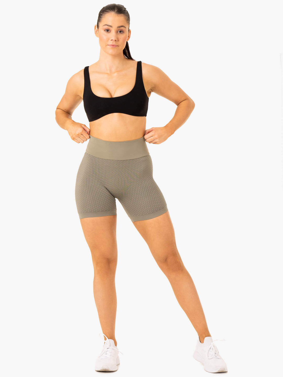 Honeycomb Scrunch Seamless Shorts - Khaki Clothing Ryderwear 