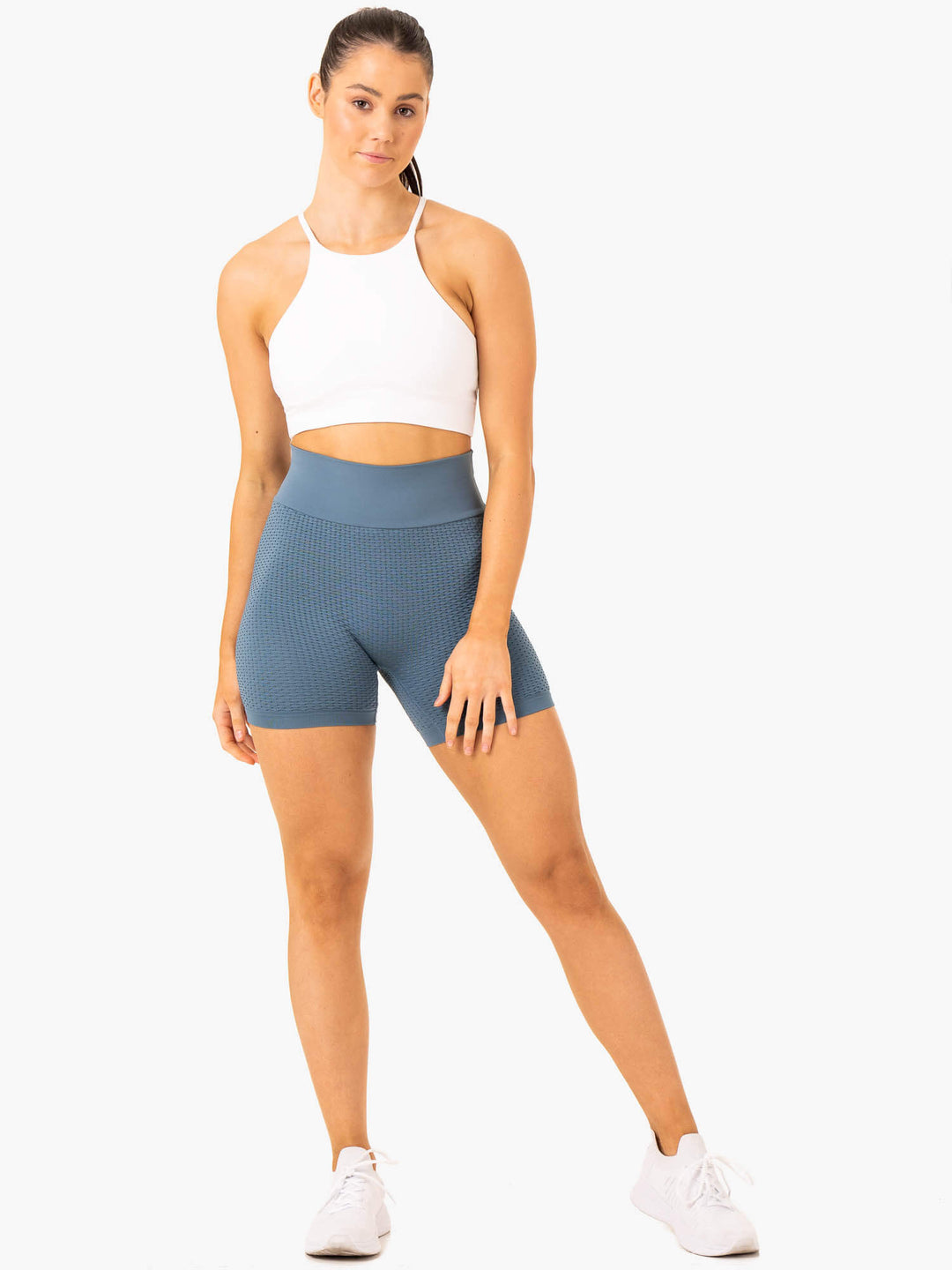 Honeycomb Scrunch Seamless Shorts - Steel Blue Clothing Ryderwear 