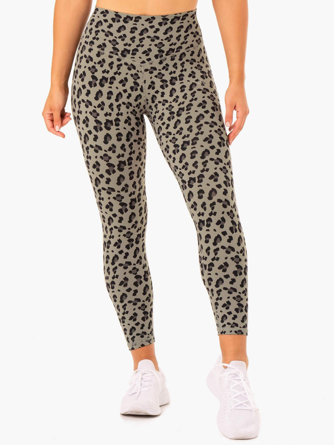 Hybrid Full Length Leggings - Khaki Leopard Clothing Ryderwear 