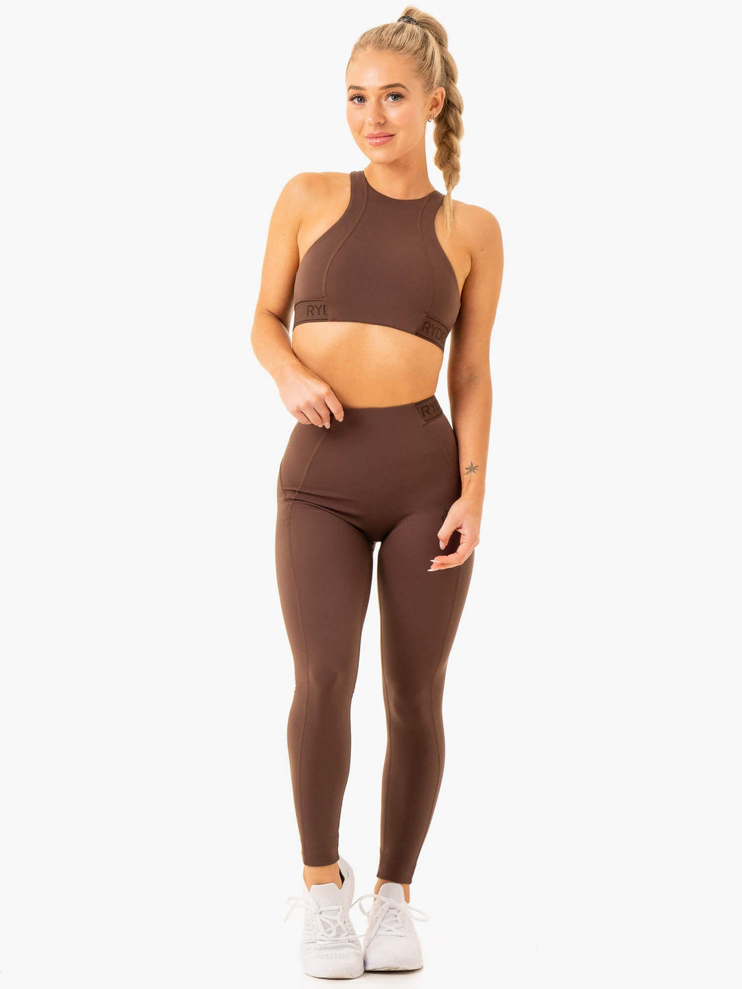 Level Up High Impact Sports Bra - Chocolate Clothing Ryderwear 
