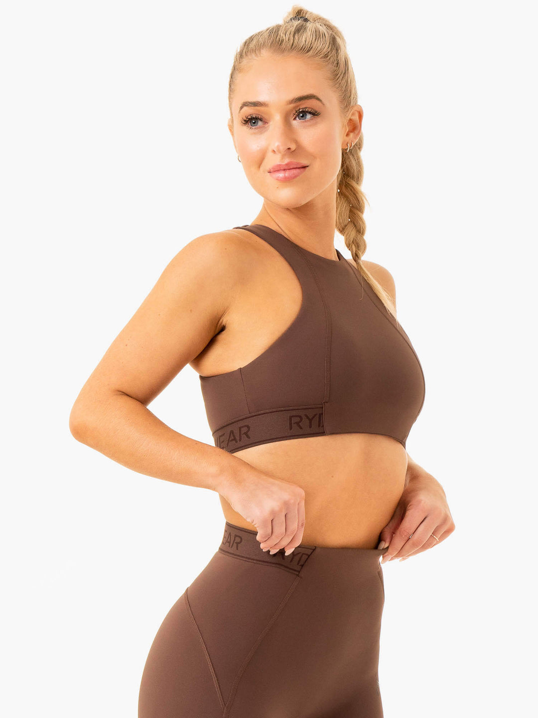 Level Up High Impact Sports Bra - Chocolate Clothing Ryderwear 