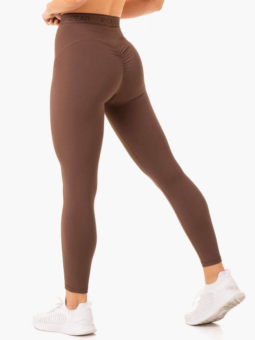 Level Up High Waisted Scrunch Leggings Chocolate