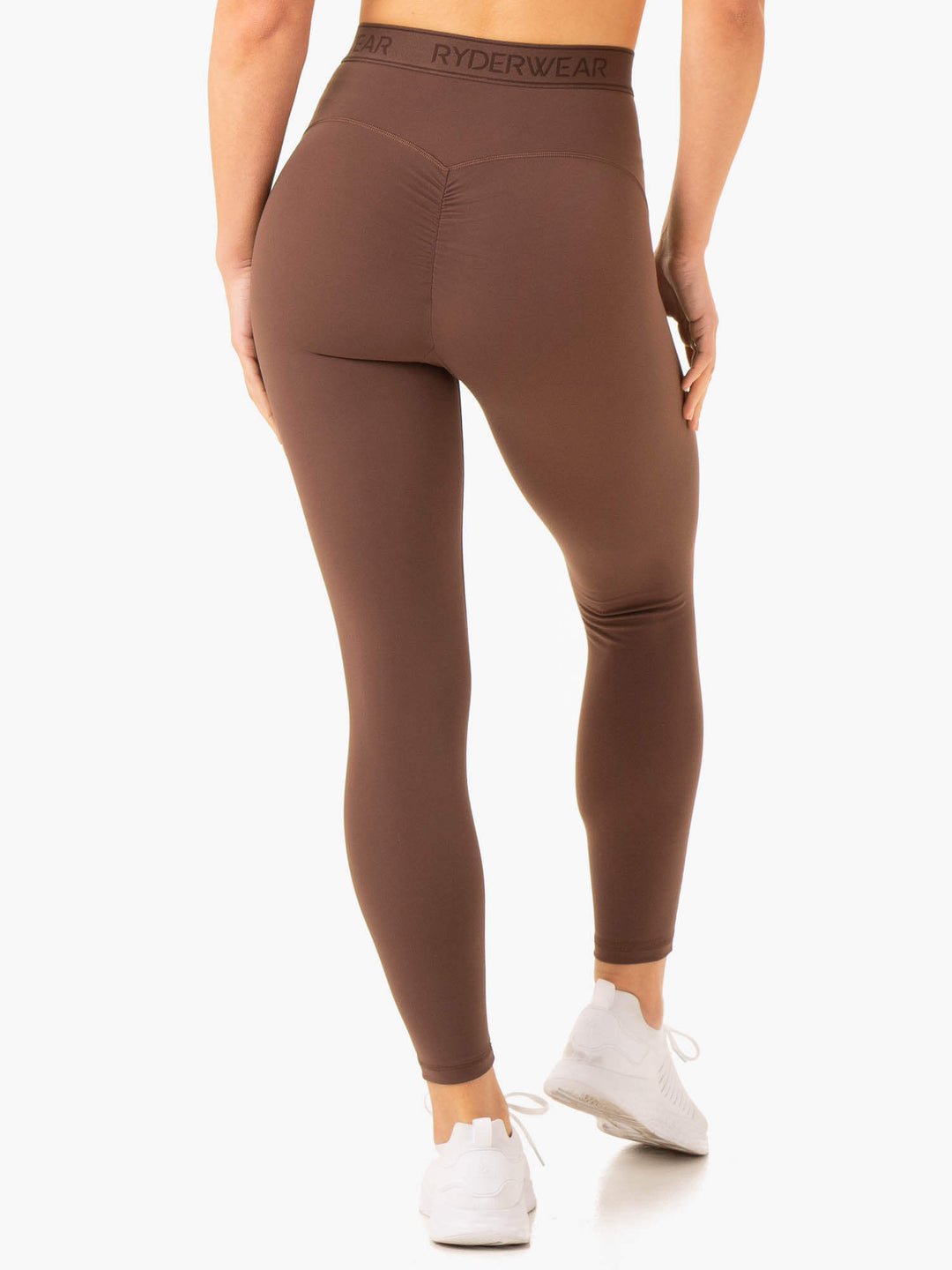 Ryderwear Black Friday Womens Level Up High Waisted Scrunch Leggings - Chocolate L