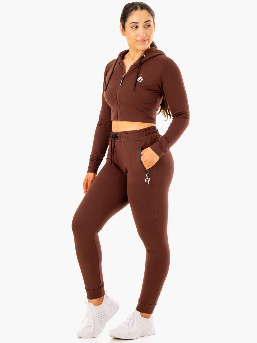 NEW Cocoa Brown High Waist Side Pockets Relaxed Cozy Fleece Jogger Sweat  Pants  eBay  Fleece joggers Pants Comfy casual