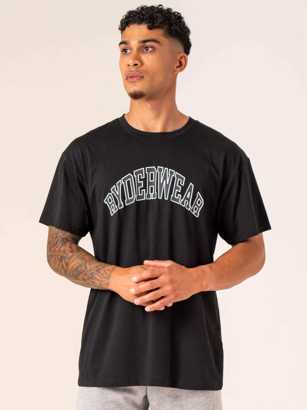 Men's Collegiate T-Shirt - Black Clothing Ryderwear 