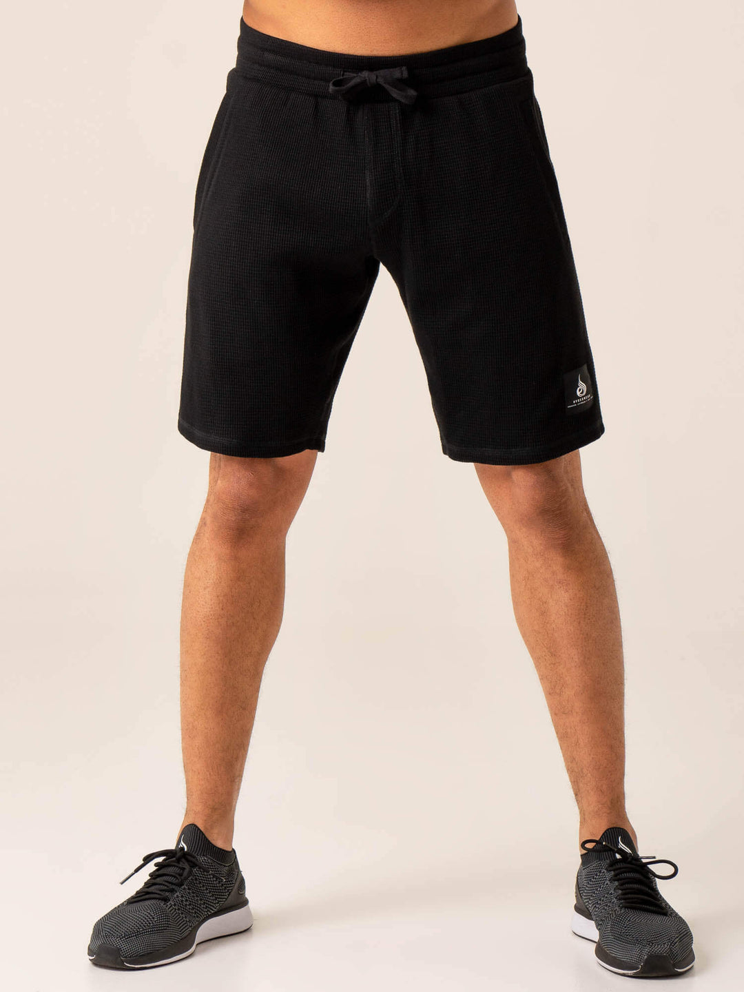 Men's Waffle Lounge Shorts - Black Clothing Ryderwear 