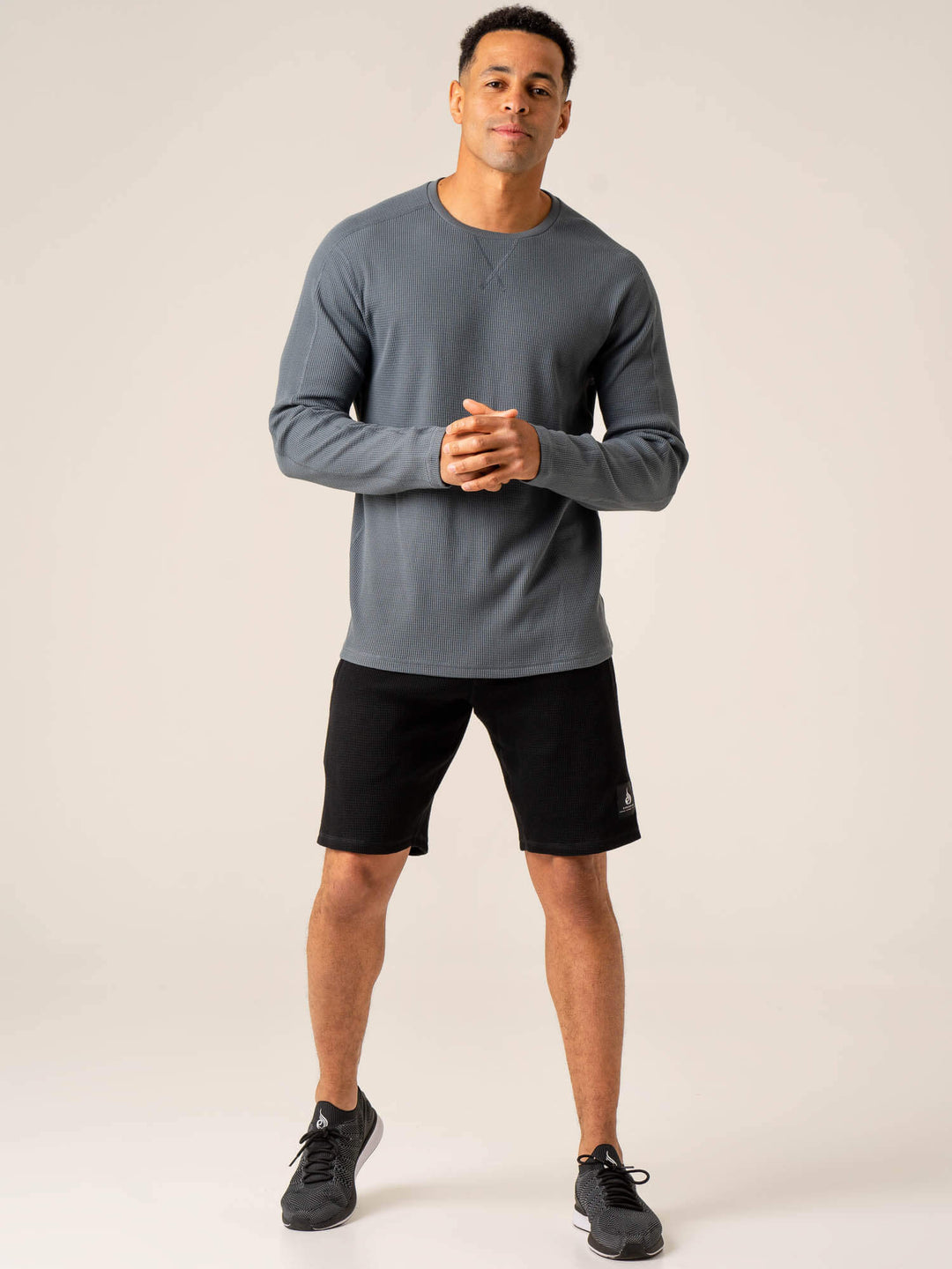 Men's Waffle Lounge Shorts - Black Clothing Ryderwear 
