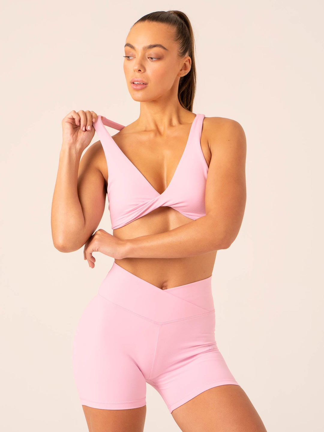 Momentum Twist Sports Bra - Candy Pink Clothing Ryderwear 