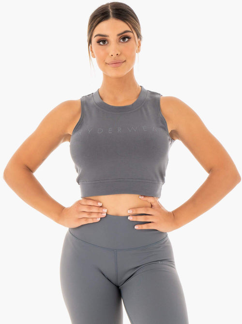 Motion Crop Top Charcoal