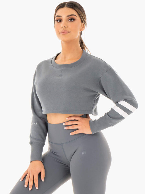 Motion Cropped Sweater Charcoal