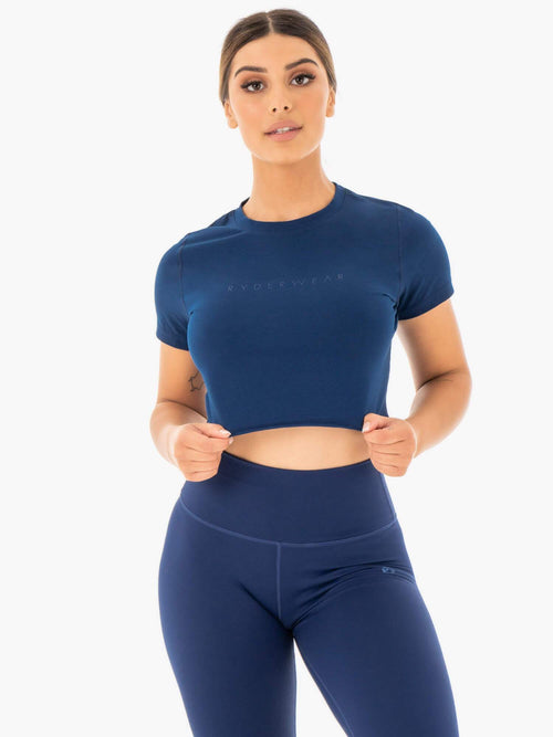 Motion Cropped T-Shirt Navy